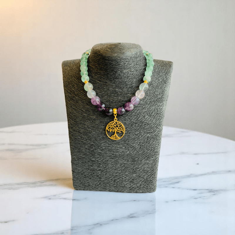 Aurora Glow Set | Fluorite Stone - For Women | Includes: Necklace, Bracelet, Earring