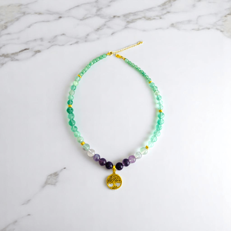 Aurora Glow Set | Fluorite Stone - For Women | Includes: Necklace, Bracelet, Earring