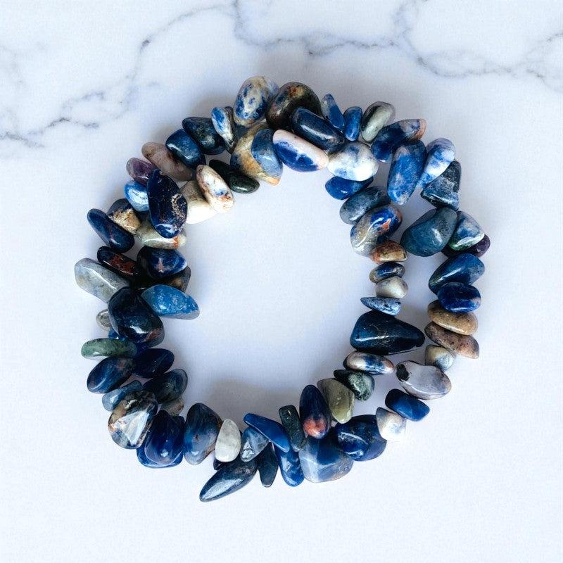 Indigo Dream Dual Layer Bracelet | Lapis Lazuli Chips – For Women | Includes: Bracelet