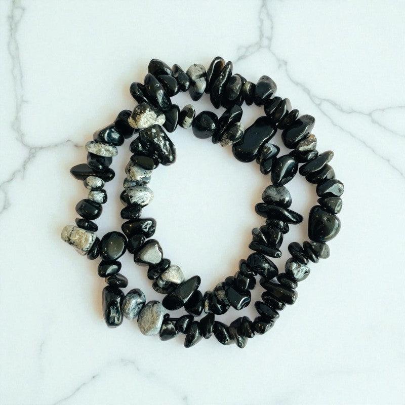 Mystic Flakes Dual Layer Bracelet | Snowflake Obsidian Chips – For Women | Includes: Bracelet