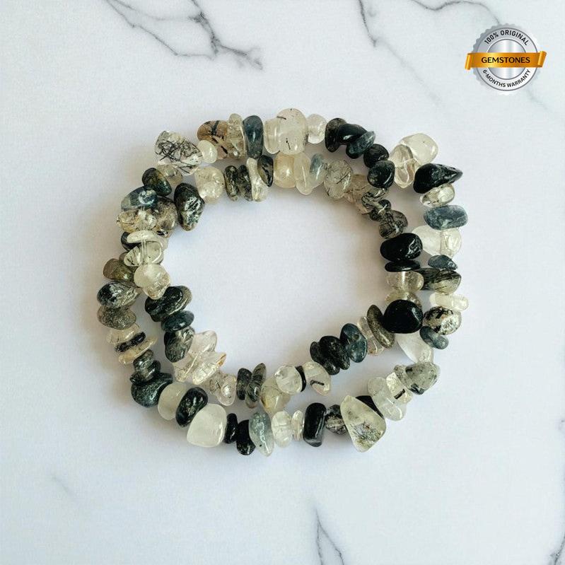 Youthful Gleam Bracelet | Black Rutile Quartz Chips โ For Women | Includes: Bracelet