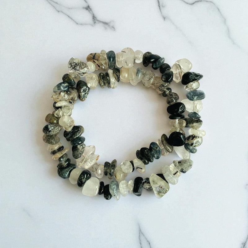 Youthful Gleam Bracelet | Black Rutile Quartz Chips – For Women | Includes: Bracelet