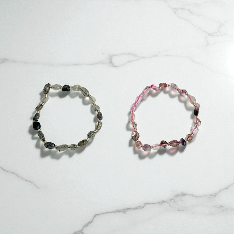Trinity Charm | Dragon Agate, Rose Quartz & Carnelian - For Women | Includes: Bracelets (Set of 2)