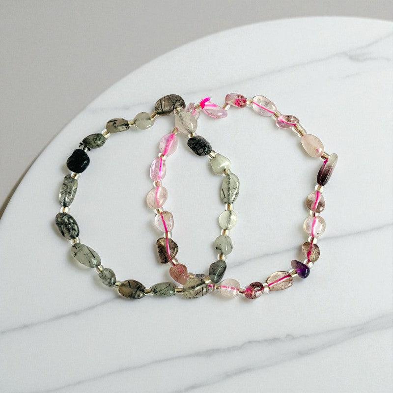 Trinity Charm | Dragon Agate, Rose Quartz & Carnelian - For Women | Includes: Bracelets (Set of 2)