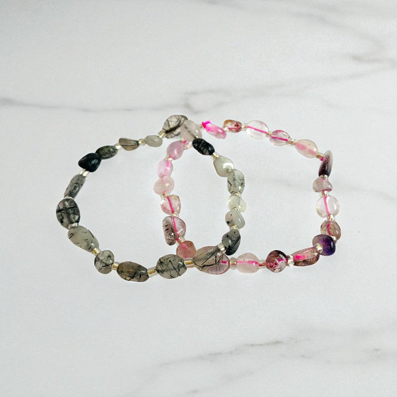 Trinity Charm | Dragon Agate, Rose Quartz & Carnelian - For Women | Includes: Bracelets (Set of 2)