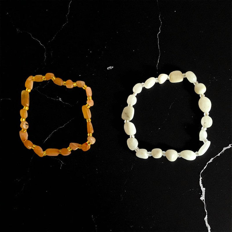 Lunar Glow | Genuine Moonstone - For Women | Includes: Bracelets (Set of 2)