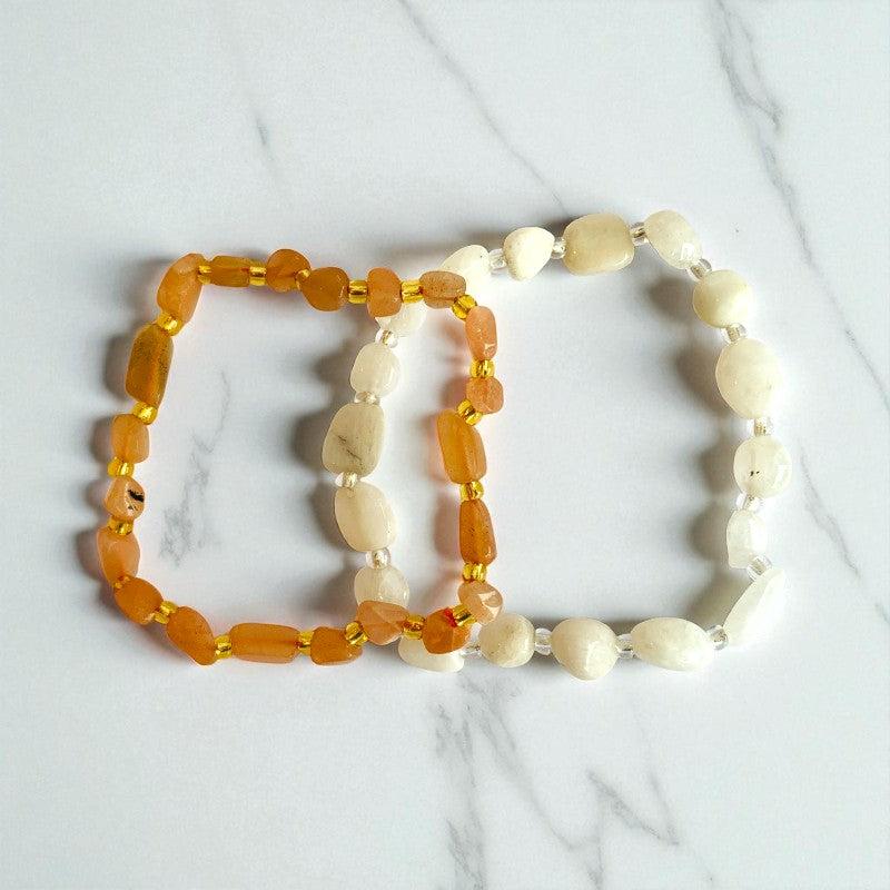 Lunar Glow | Genuine Moonstone - For Women | Includes: Bracelets (Set of 2)