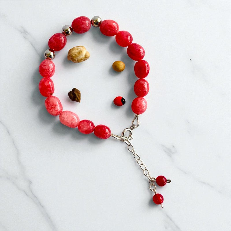 Blush Harmony Silver Bracelet | Pink Jade & 925 Silver β For Women | Includes: Bracelet