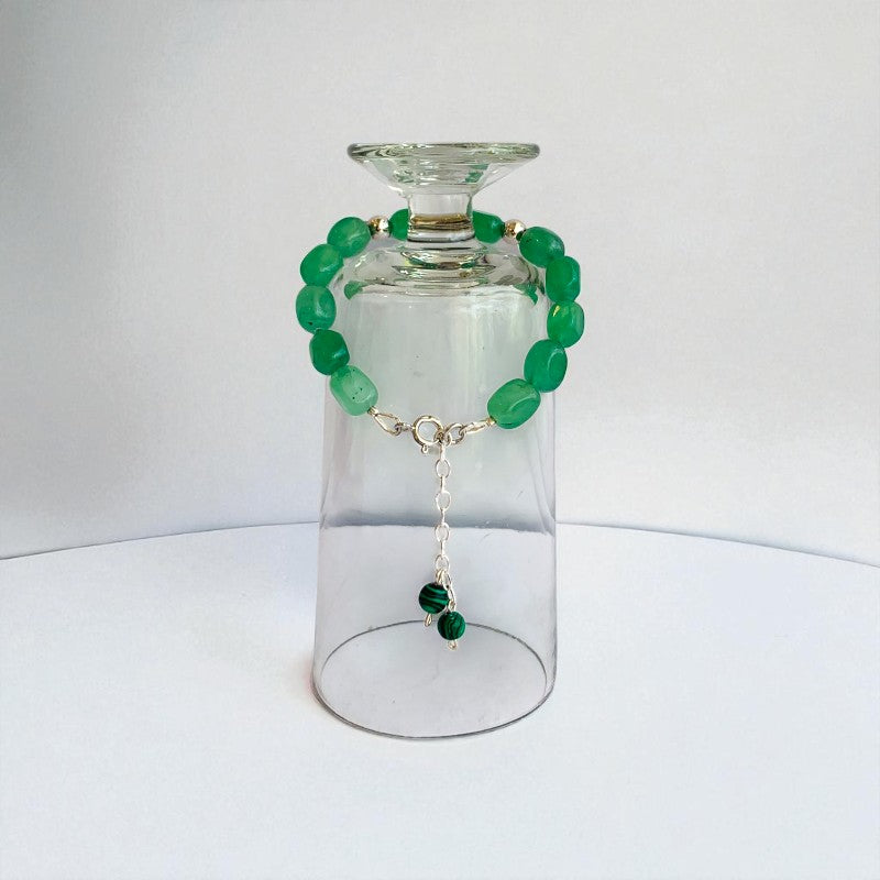 Emerald Glow Silver Bracelet | Green Aventurine & 925 Silver β For Women | Includes: Bracelet