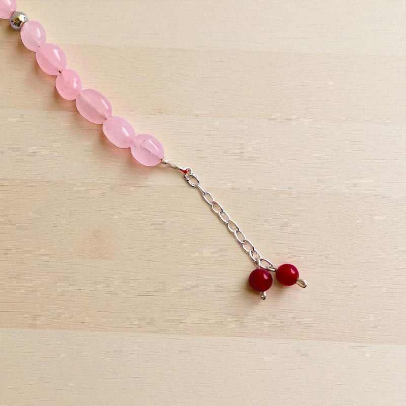 Rose Bloom Silver Bracelet | Rose Quartz & 925 Silver β For Women | Includes: Bracelet