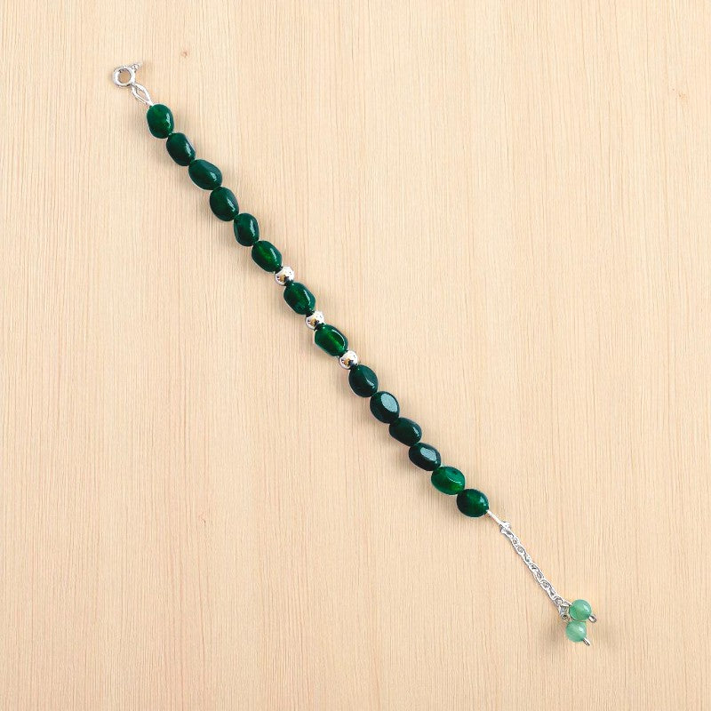 Emerald Serenity Silver Bracelet | Green Jade & 925 Silver β For Women | Includes: Bracelet