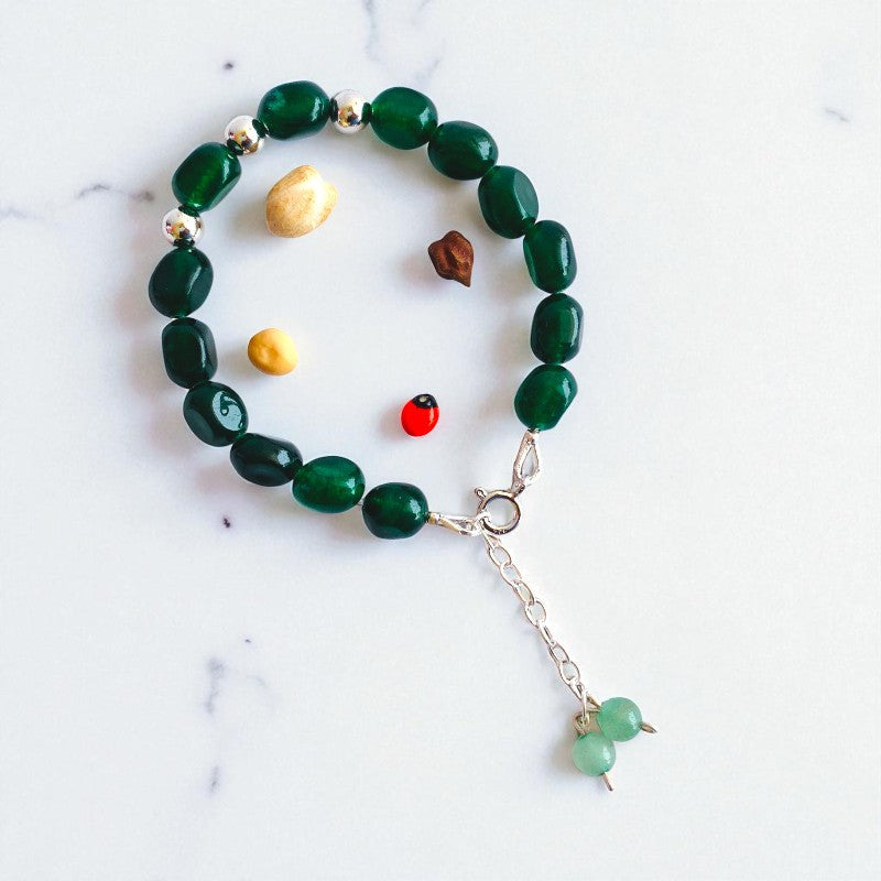 Emerald Serenity Silver Bracelet | Green Jade & 925 Silver β For Women | Includes: Bracelet