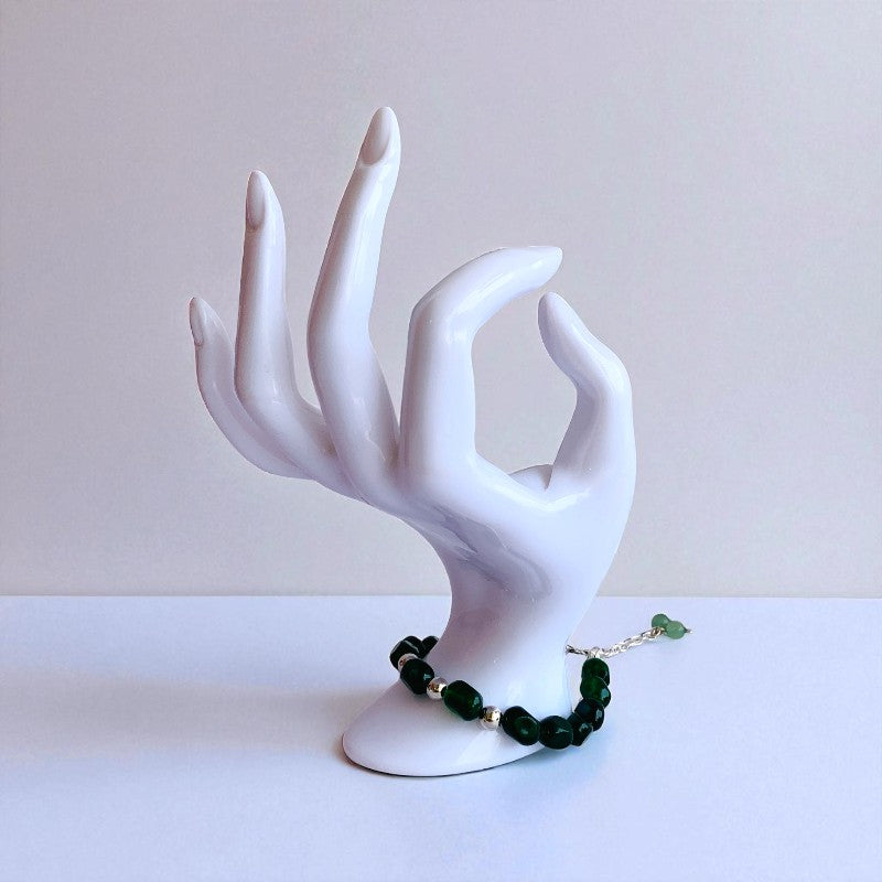 Emerald Serenity Silver Bracelet | Green Jade & 925 Silver β For Women | Includes: Bracelet