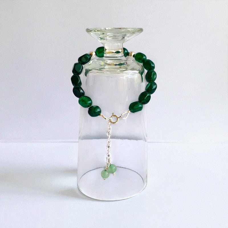 Emerald Serenity Silver Bracelet | Green Jade & 925 Silver β For Women | Includes: Bracelet