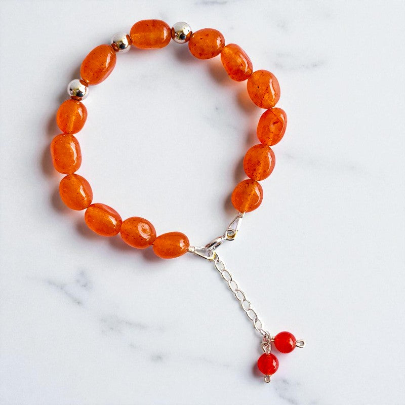 Jade Phoenix Silver Bracelet | Orange Jade & 925 Silver β For Women | Includes: Bracelet