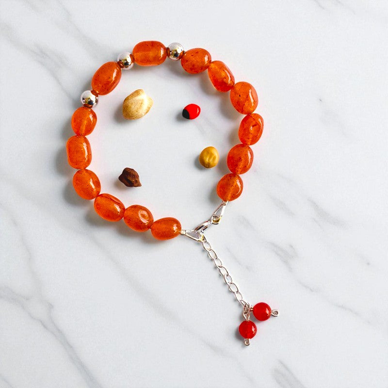 Jade Phoenix Silver Bracelet | Orange Jade & 925 Silver β For Women | Includes: Bracelet