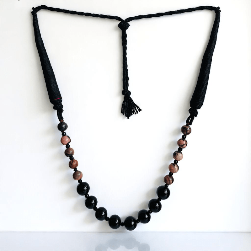 Protective Love Necklace | Black Obsidian & Rhodonite Stone - For Women | Includes: Necklace