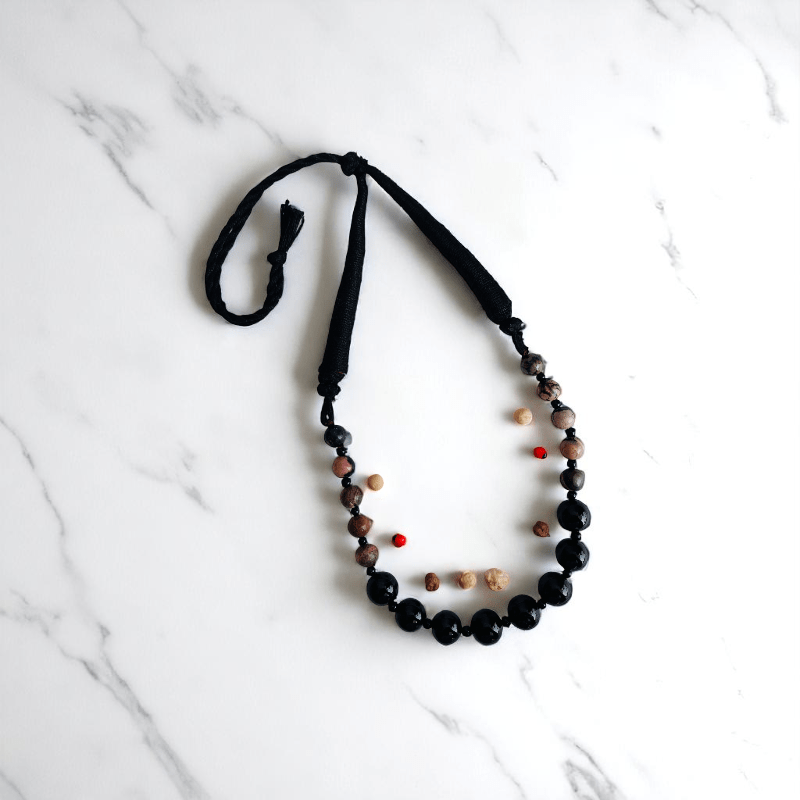 Protective Love Necklace | Black Obsidian & Rhodonite Stone - For Women | Includes: Necklace