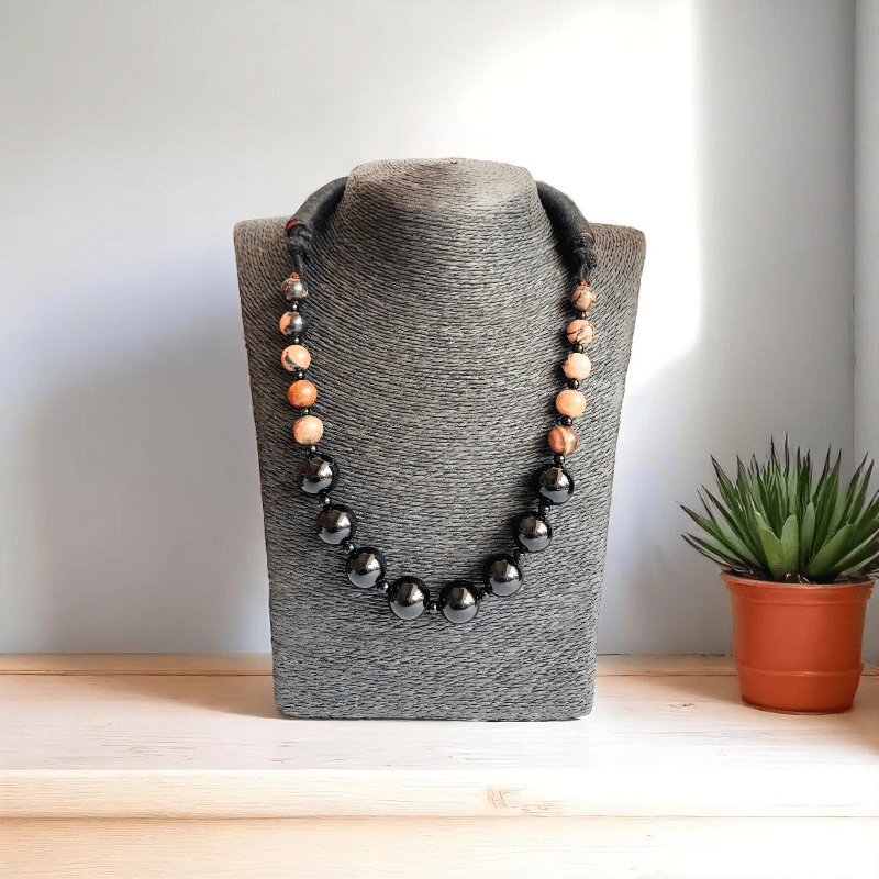 Protective Love Necklace | Black Obsidian & Rhodonite Stone - For Women | Includes: Necklace