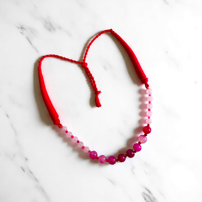 Blush Aura Necklace | Pink Banded Agate Stone - For Women | Includes: Necklace