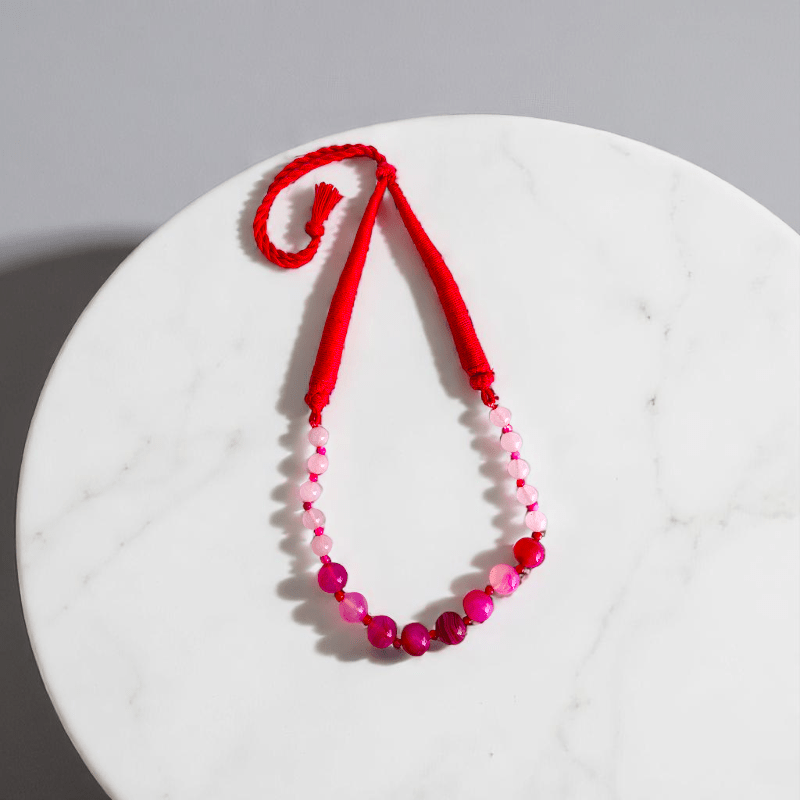 Blush Aura Necklace | Pink Banded Agate Stone - For Women | Includes: Necklace