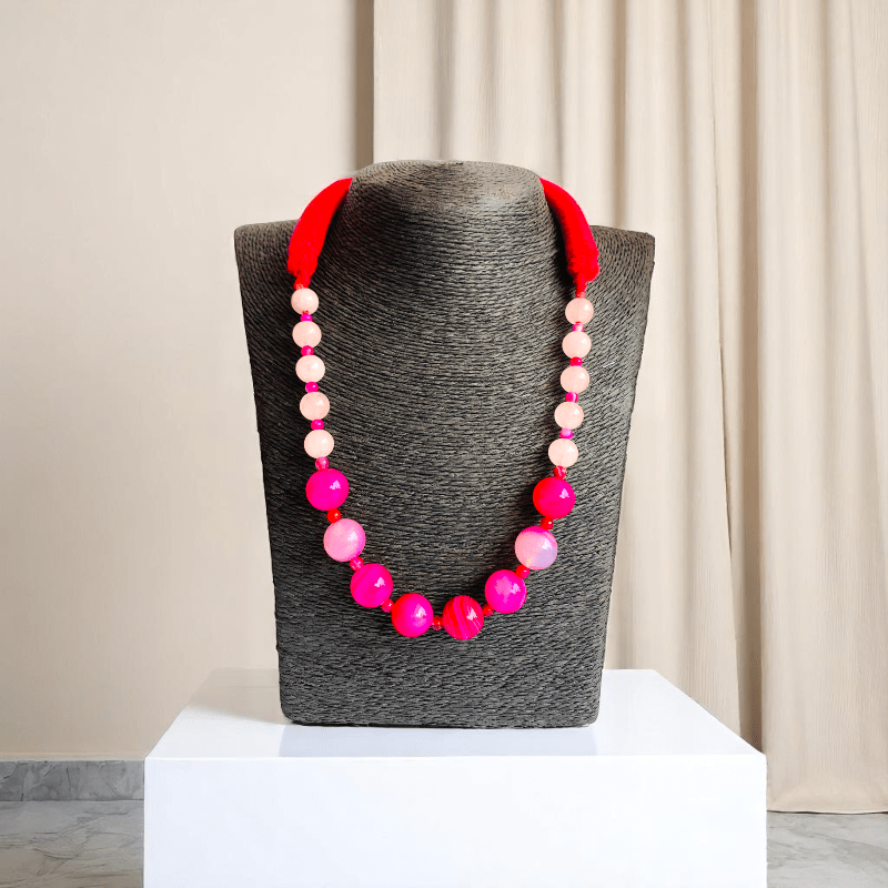 Blush Aura Necklace | Pink Banded Agate Stone - For Women | Includes: Necklace