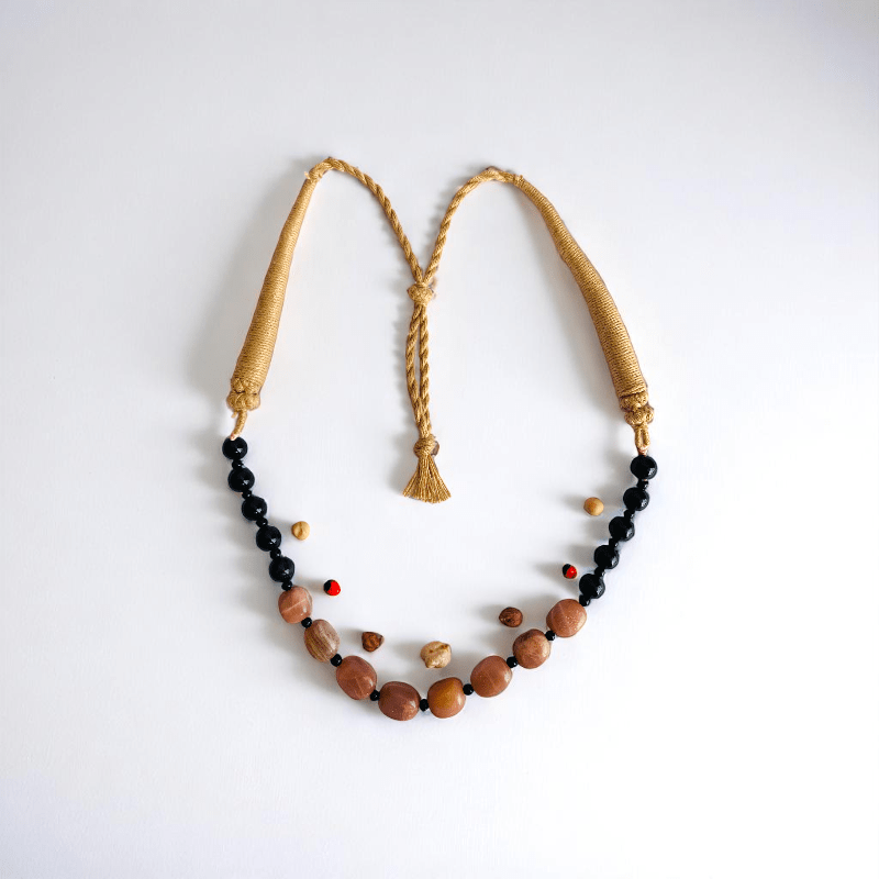 Golden Ground Necklace | Black Obsidian & Yellow Jade Stone - For Women | Includes: Necklace