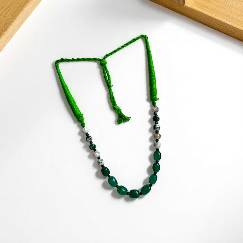 Verdant Balance Necklace | Green Aventurine & Tree Agate Stone - For Women | Includes: Necklace