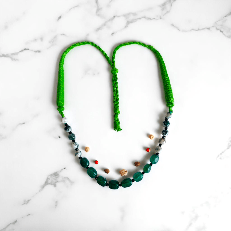 Verdant Balance Necklace | Green Aventurine & Tree Agate Stone - For Women | Includes: Necklace