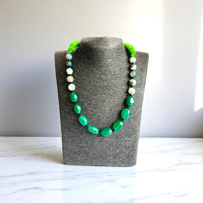 Verdant Balance Necklace | Green Aventurine & Tree Agate Stone - For Women | Includes: Necklace