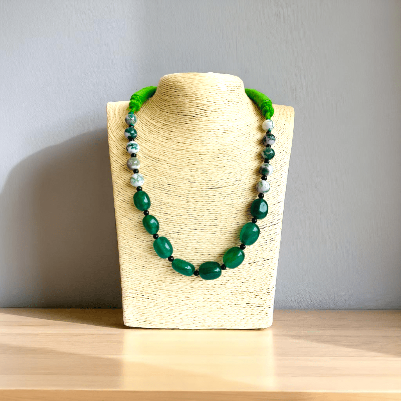 Verdant Balance Necklace | Green Aventurine & Tree Agate Stone - For Women | Includes: Necklace