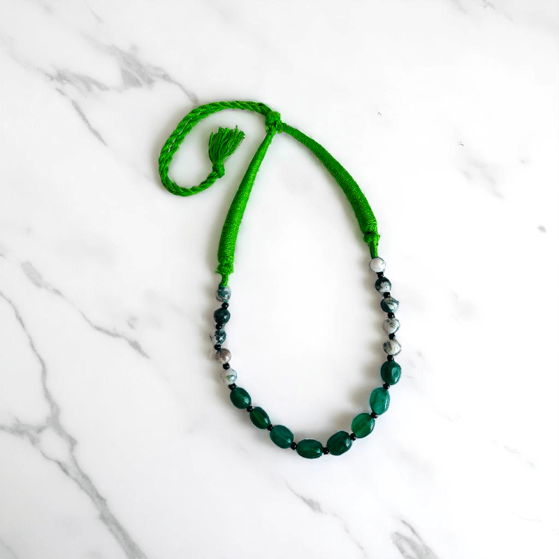 Verdant Balance Necklace | Green Aventurine & Tree Agate Stone - For Women | Includes: Necklace