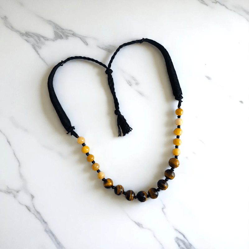 Solar Shield Necklace | Tiger Eye & Yellow Aventurine Stone - For Women | Includes: Necklace