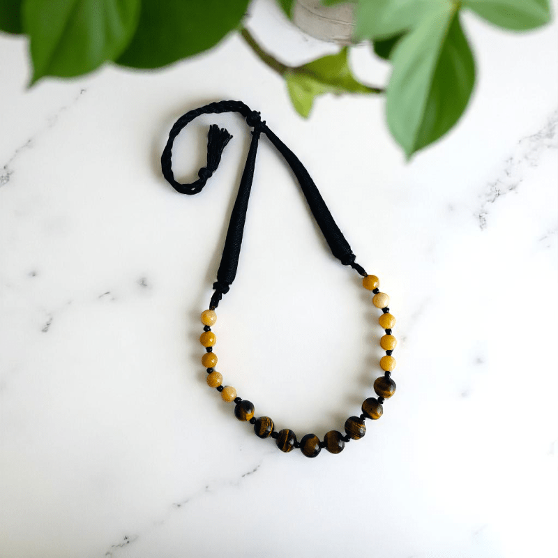 Solar Shield Necklace | Tiger Eye & Yellow Aventurine Stone - For Women | Includes: Necklace