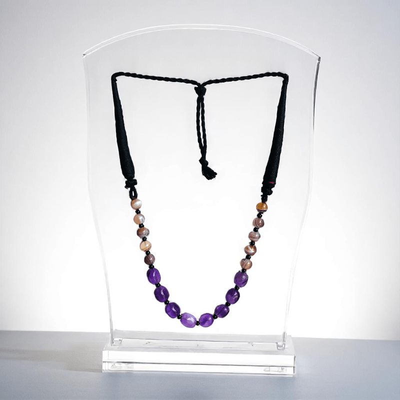 Serene Strength Necklace | Amethyst & Botswana Stone - For Women | Includes: Necklace