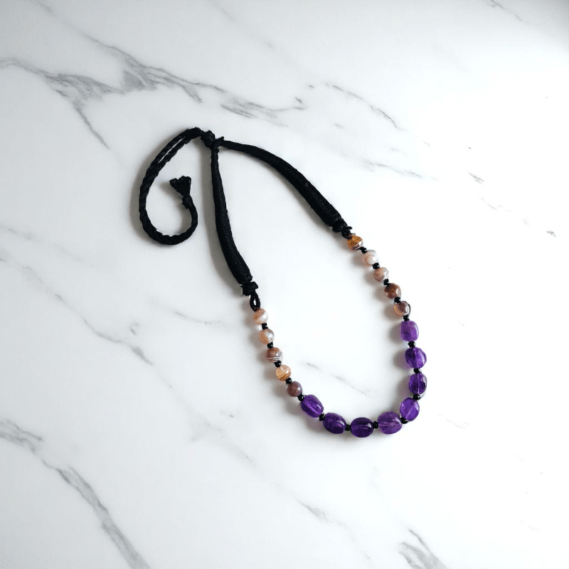 Serene Strength Necklace | Amethyst & Botswana Stone - For Women | Includes: Necklace
