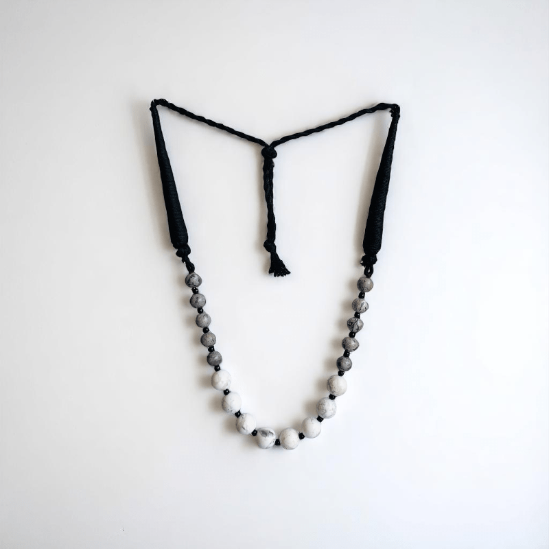 Calm Fusion Necklace | White Howlite & Grey Jasper Stone - For Women | Includes: Necklace