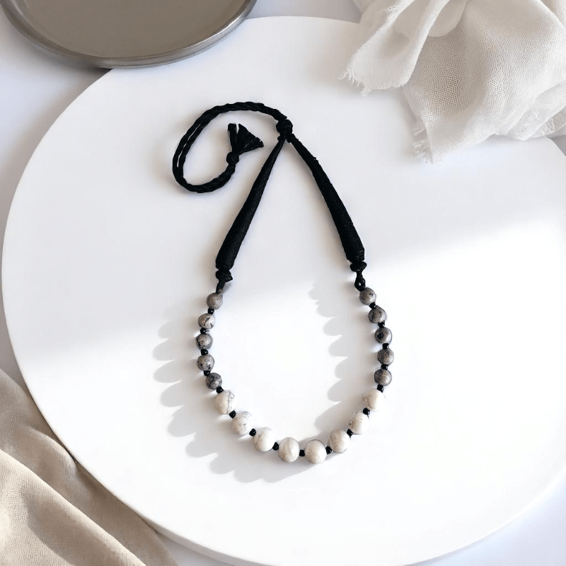 Calm Fusion Necklace | White Howlite & Grey Jasper Stone - For Women | Includes: Necklace