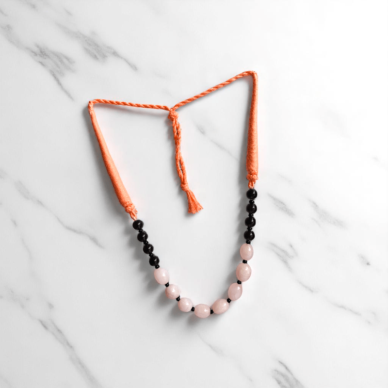 Balanced Heart Necklace | Rose Quartz & Black Obsidian - For Women | Includes: Necklace