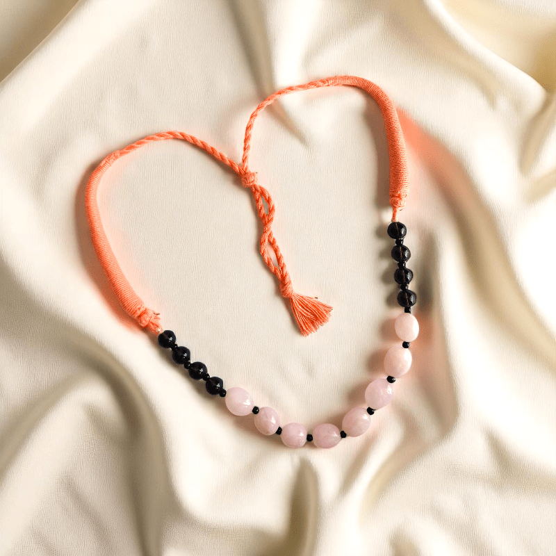 Balanced Heart Necklace | Rose Quartz & Black Obsidian - For Women | Includes: Necklace