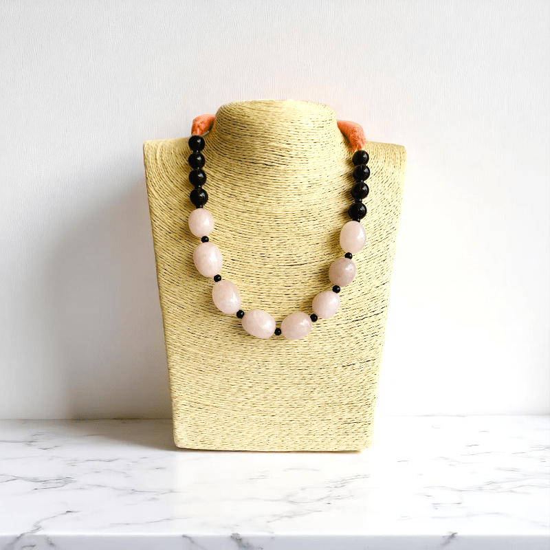 Balanced Heart Necklace | Rose Quartz & Black Obsidian - For Women | Includes: Necklace