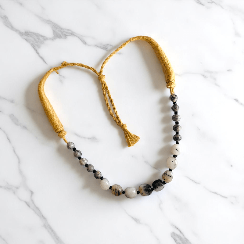 Mystic Threads Necklace | Black Rutile Stone - For Women | Includes: Necklace