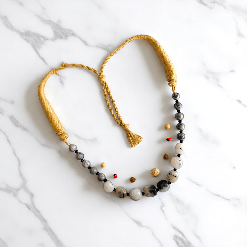 Mystic Threads Necklace | Black Rutile Stone - For Women | Includes: Necklace