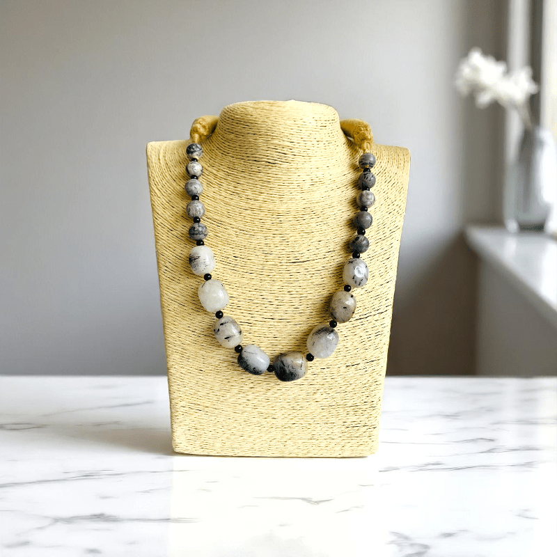 Mystic Threads Necklace | Black Rutile Stone - For Women | Includes: Necklace