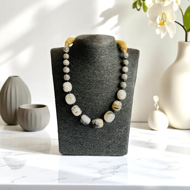 Mystic Threads Necklace | Black Rutile Stone - For Women | Includes: Necklace