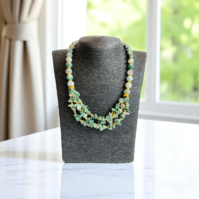 Verdant Grace Set | Tree Agate Stone - For Women | Includes: Necklace, Bracelet, Earring