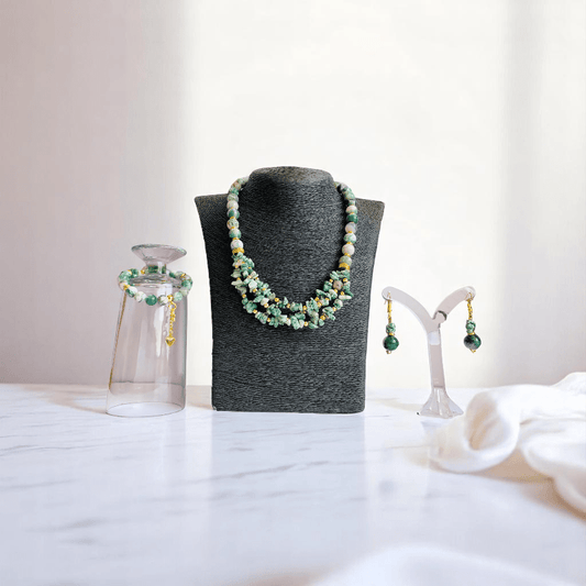 Verdant Grace Set | Tree Agate Stone - For Women | Includes: Necklace, Bracelet, Earring