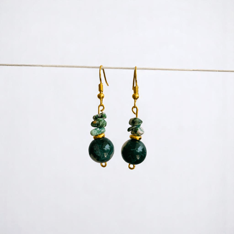 Verdant Grace Set | Tree Agate Stone - For Women | Includes: Necklace, Bracelet, Earring