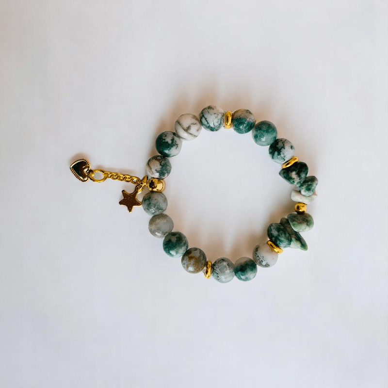 Verdant Grace Set | Tree Agate Stone - For Women | Includes: Necklace, Bracelet, Earring