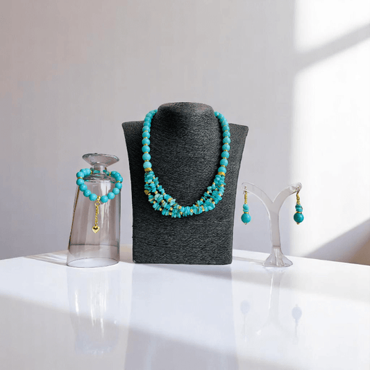 Tranquil Sky Set | Turquoise Stone - For Women | Includes: Necklace, Bracelet, Earring